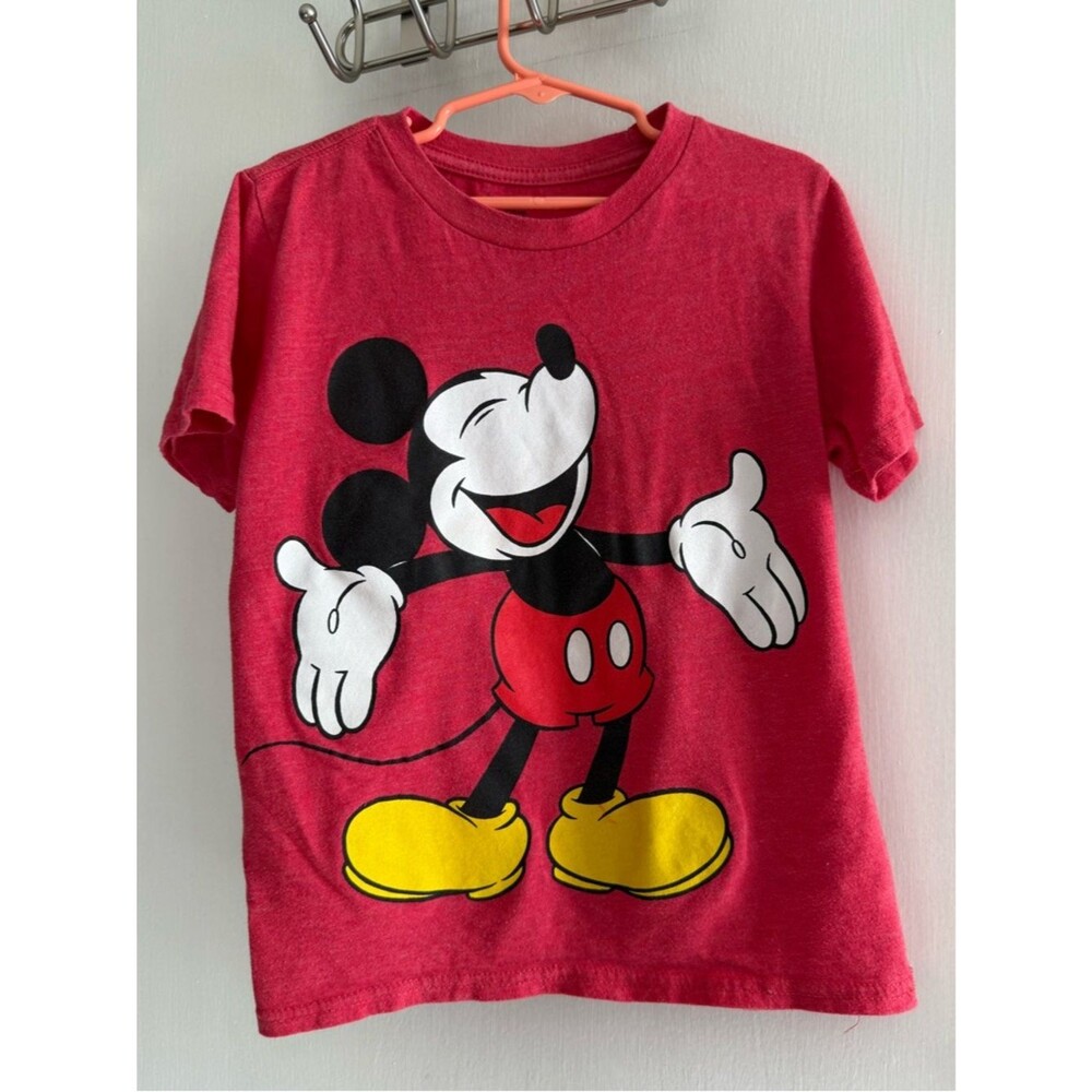 Disney Red Mickey Mouse Short Sleeve Tee with Yellow Shoes Size S